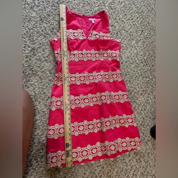 Lilly Pulitzer Augusta Anchor Print Jacquard‎ Lace Trim Shift Dress Size 8 - Picture 13 of 14